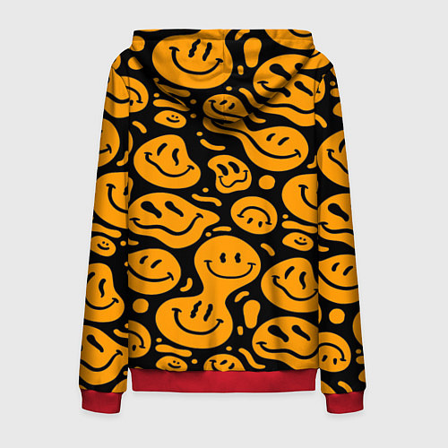 Мужская толстовка на молнии Растекающийся оранжевый смайл / 3D-Красный – фото 2