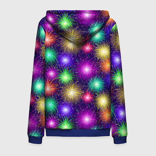 Мужская толстовка на молнии Праздничный салют - фейерверк / 3D-Синий – фото 2