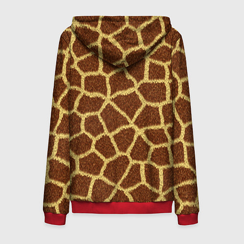 Мужская толстовка на молнии Текстура жирафа / 3D-Красный – фото 2