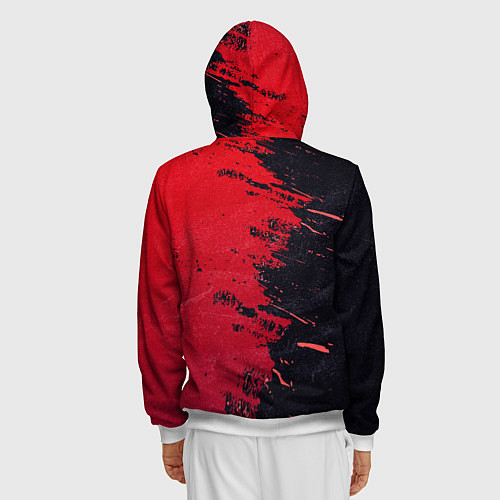 Мужская толстовка на молнии Черное и красное / 3D-Белый – фото 4