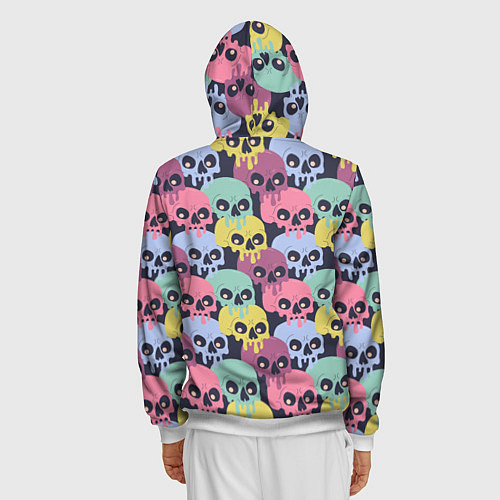 Мужская толстовка на молнии Черепа разноцветные спрей / 3D-Белый – фото 4