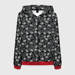 Толстовка 3D на молнии мужская Черепа со звёздами, цвет: 3D-красный