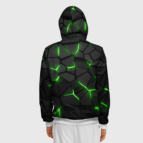 Мужская толстовка на молнии Green neon steel / 3D-Белый – фото 4