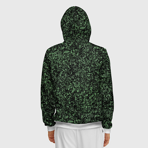 Мужская толстовка на молнии Черный и зеленый камуфляжный / 3D-Белый – фото 4