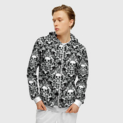 Толстовка 3D на молнии мужская Textured skulls, цвет: 3D-белый — фото 2