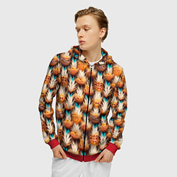 Толстовка 3D на молнии мужская Боевое одеяние шамана, цвет: 3D-красный — фото 2