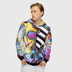 Толстовка 3D на молнии мужская Василий Кандинский Абстрактная композиция, цвет: 3D-черный — фото 2