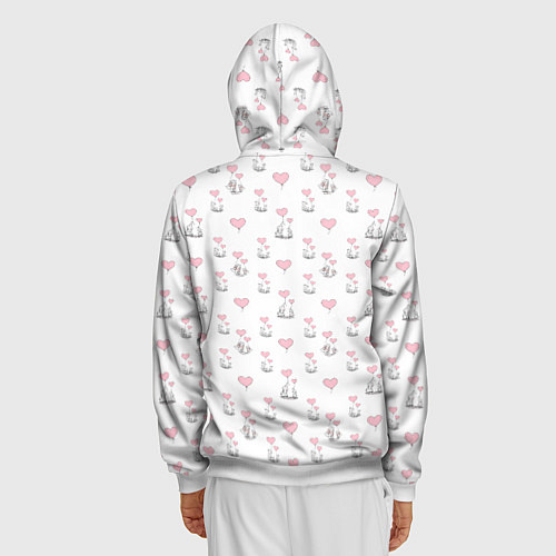 Мужская толстовка на молнии Зверушки, родительская любовь / 3D-Белый – фото 4