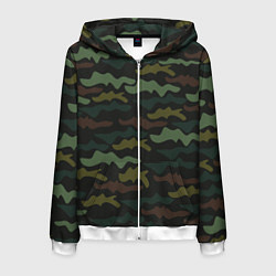 Толстовка 3D на молнии мужская Камуфляж хакки, цвет: 3D-белый