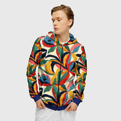 Толстовка 3D на молнии мужская Эффект вышивки, цвет: 3D-синий — фото 2