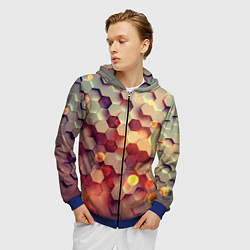 Толстовка 3D на молнии мужская Объемный шестиугольник, цвет: 3D-синий — фото 2