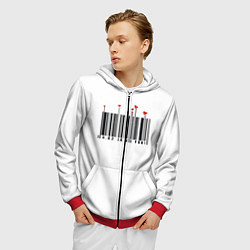 Толстовка 3D на молнии мужская Barcode love you, цвет: 3D-красный — фото 2