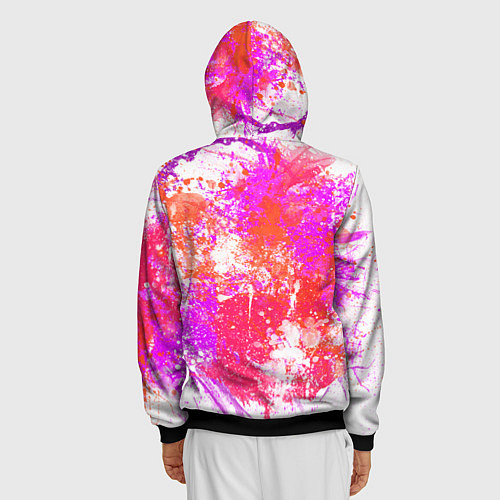 Мужская толстовка на молнии Разбрызганная красная краска - светлый фон / 3D-Черный – фото 4