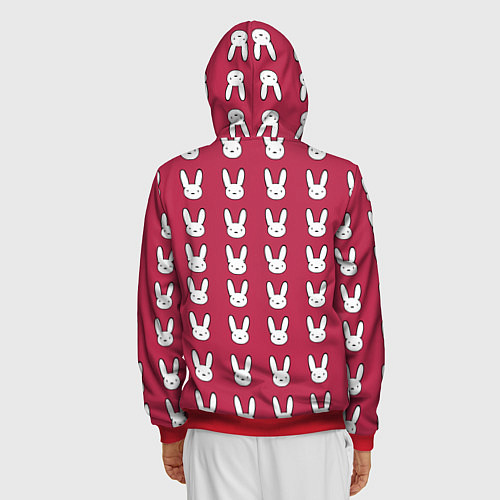 Мужская толстовка на молнии Bunny Pattern red / 3D-Красный – фото 4