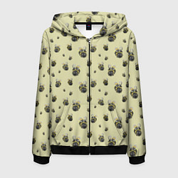 Толстовка 3D на молнии мужская Пчелки - паттерн, цвет: 3D-черный