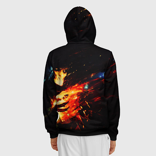 Мужская толстовка на молнии Dark Souls в огне / 3D-Черный – фото 4
