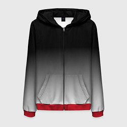 Толстовка 3D на молнии мужская От черного к белому, цвет: 3D-красный