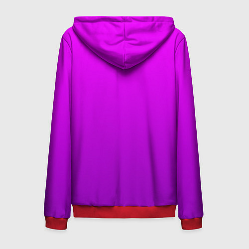 Мужская толстовка на молнии Ярко-фиолетовый градиент / 3D-Красный – фото 2