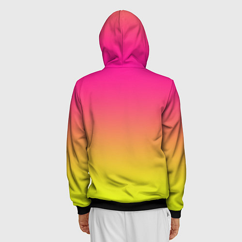 Мужская толстовка на молнии Фиолетово-желтый градиент / 3D-Черный – фото 4