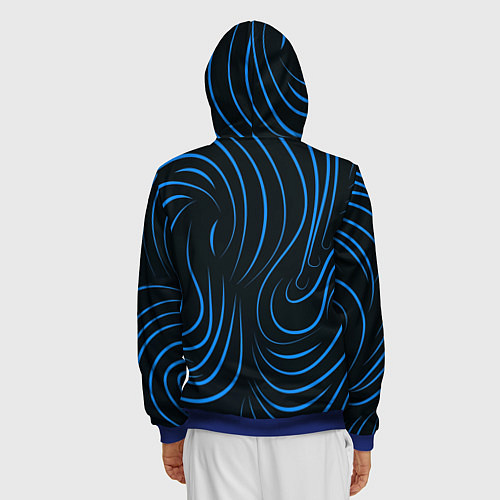 Мужская толстовка на молнии Волны в стиле зебра / 3D-Синий – фото 4