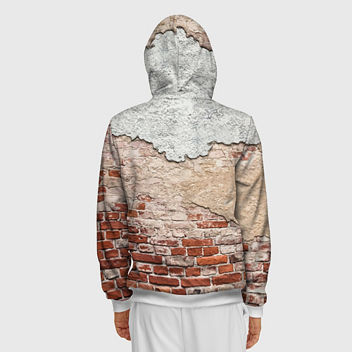 Мужская толстовка на молнии Старая кирпичная стена - Бронкс / 3D-Белый – фото 4