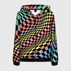 Толстовка 3D на молнии мужская Colorful avant-garde chess pattern - fashion, цвет: 3D-черный