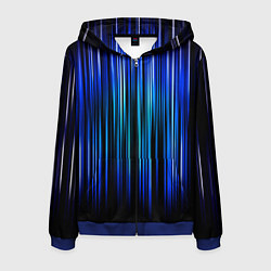 Толстовка 3D на молнии мужская Neon line stripes, цвет: 3D-синий