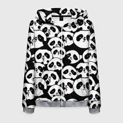 Толстовка 3D на молнии мужская Весёлые панды, цвет: 3D-меланж
