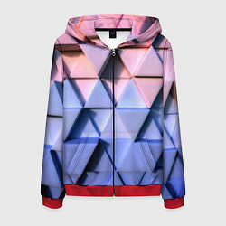 Толстовка 3D на молнии мужская Triangle gradient, цвет: 3D-красный
