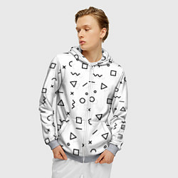 Толстовка 3D на молнии мужская Разные геометрические фигуры, цвет: 3D-меланж — фото 2