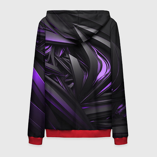 Мужская толстовка на молнии Черно-фиолетовые объекты / 3D-Красный – фото 2