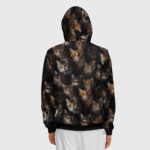 Мужская толстовка на молнии Паттерн из котов / 3D-Черный – фото 4