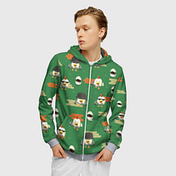 Толстовка 3D на молнии мужская Chicken gun battle, цвет: 3D-меланж — фото 2