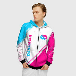 Толстовка 3D на молнии мужская DanMachi neon gradient style: надпись, символ, цвет: 3D-черный — фото 2
