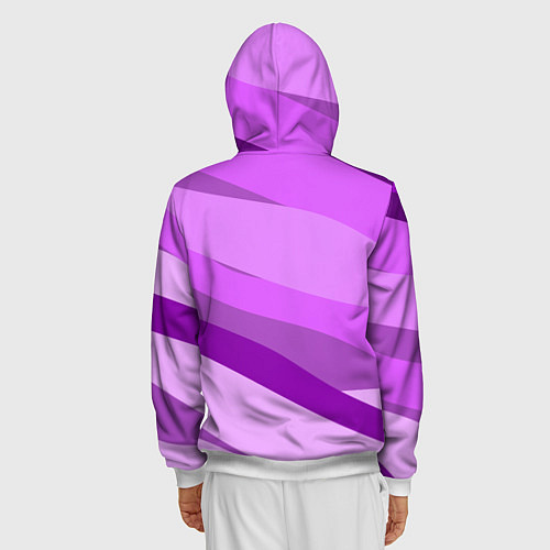 Мужская толстовка на молнии Сиреневый вечер / 3D-Белый – фото 4