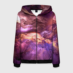 Толстовка 3D на молнии мужская Фиолетовое облако, цвет: 3D-черный