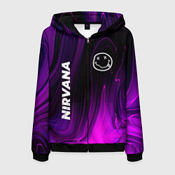 Толстовка 3D на молнии мужская Nirvana violet plasma, цвет: 3D-черный