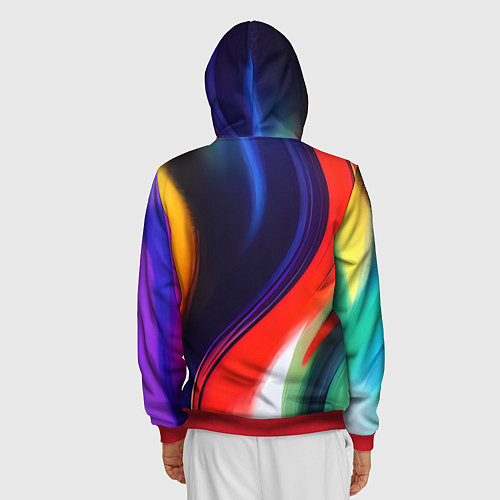 Мужская толстовка на молнии Абстракция красок мазками / 3D-Красный – фото 4