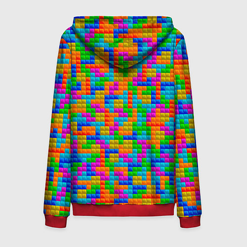 Мужская толстовка на молнии Крупные блоки Тетрис / 3D-Красный – фото 2
