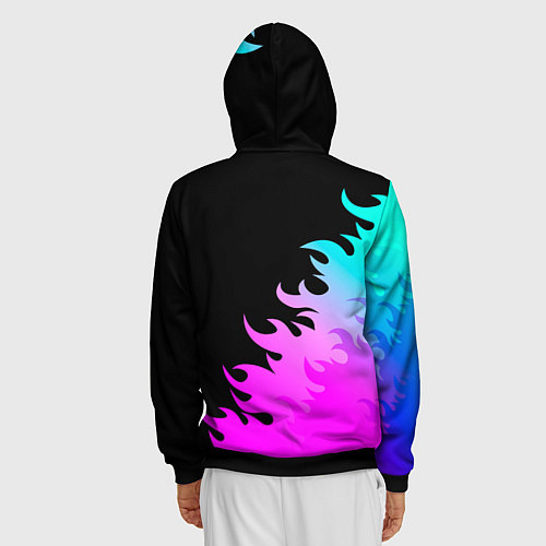Мужская толстовка на молнии Powerwolf неоновый огонь / 3D-Черный – фото 4