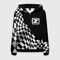 Толстовка 3D на молнии мужская Zotye racing flag, цвет: 3D-черный