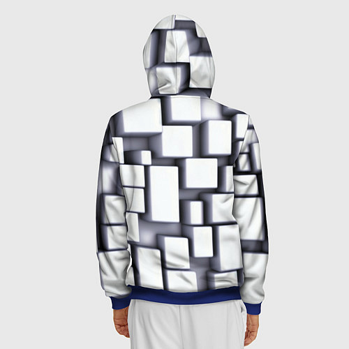 Мужская толстовка на молнии Объемные белые плиты / 3D-Синий – фото 4