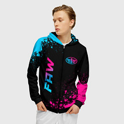 Толстовка 3D на молнии мужская FAW - neon gradient: надпись, символ, цвет: 3D-черный — фото 2