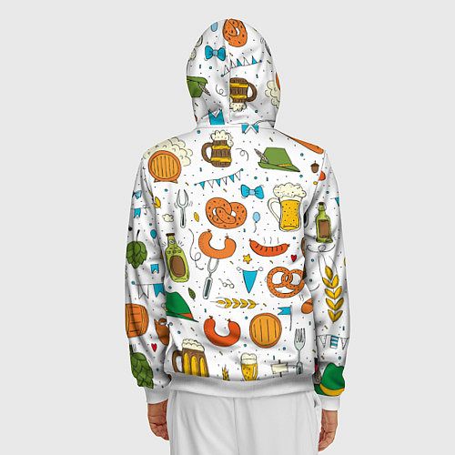 Мужская толстовка на молнии Октоберфест - цветной дудл / 3D-Белый – фото 4