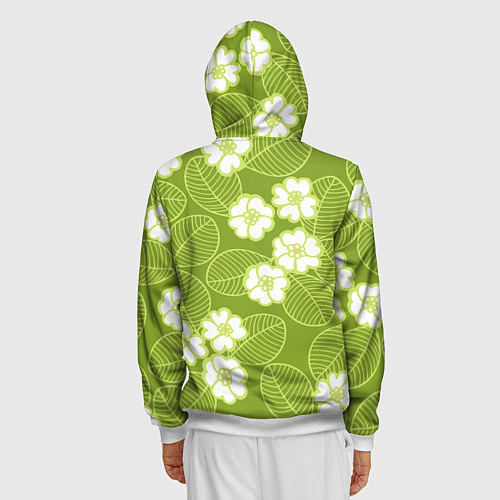Мужская толстовка на молнии Весенние цветы / 3D-Белый – фото 4