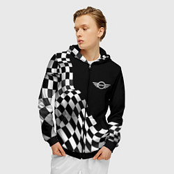 Толстовка 3D на молнии мужская Mini racing flag, цвет: 3D-черный — фото 2