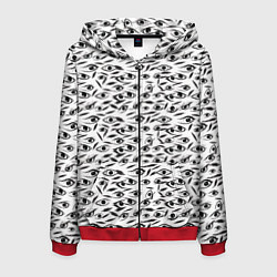 Мужская толстовка на молнии Море глаз на белом фоне