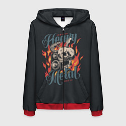 Толстовка 3D на молнии мужская Heavy metal music, цвет: 3D-красный