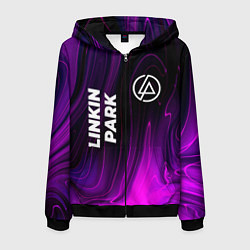 Толстовка 3D на молнии мужская Linkin Park violet plasma, цвет: 3D-черный