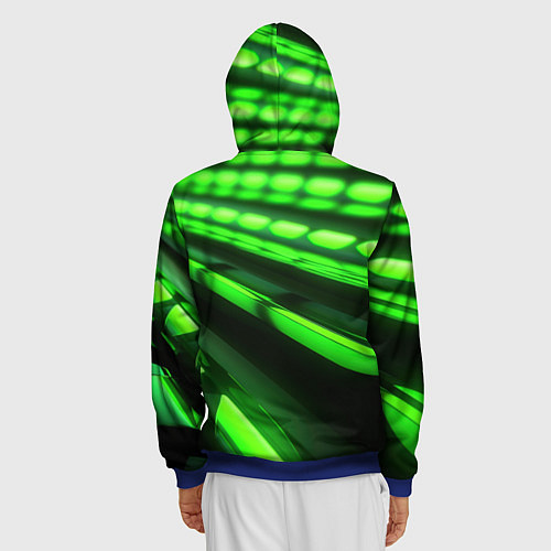 Мужская толстовка на молнии Green neon abstract / 3D-Синий – фото 4